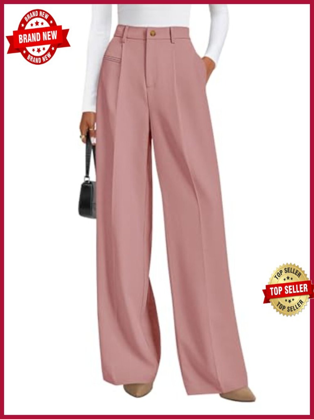 Wide Leg High Waisted Dress Pants Tailored Business Casual Palazzo